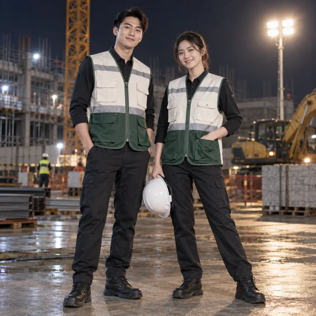 Áo ghile phản quang Cotton Compact đứng phom – form regular cân đối trên người mẫu Việt Nam