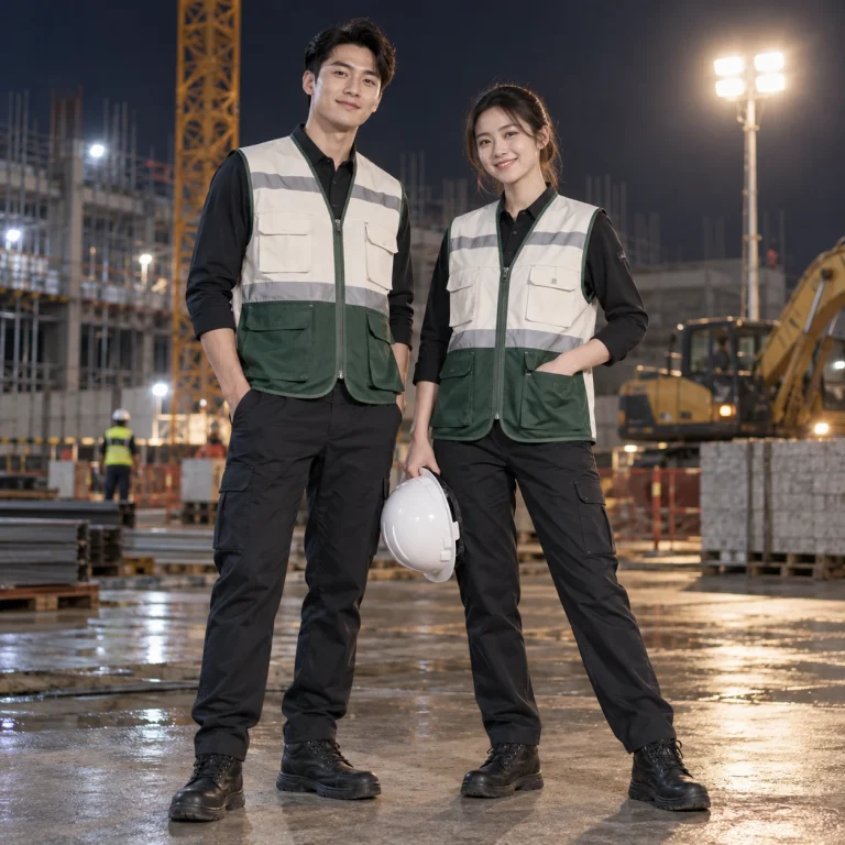 Áo ghile phản quang Cotton Compact đứng phom – form regular cân đối trên người mẫu Việt Nam