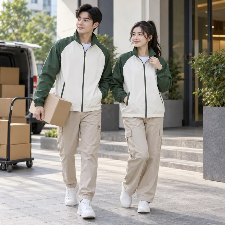 Áo khoác nhóm & du lịch Cotton Compact đứng phom – form regular cân đối trên người mẫu Việt Nam