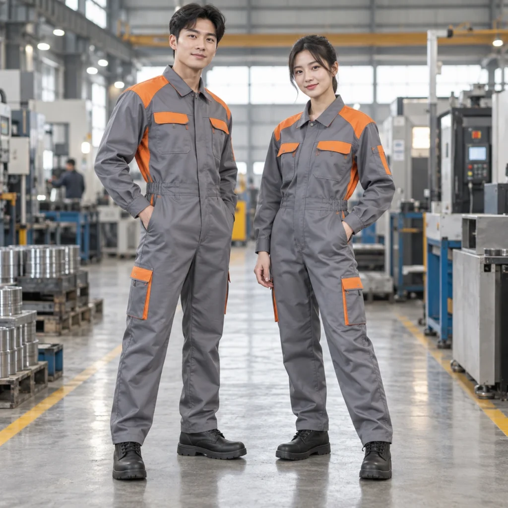 Áo liền quần bảo hộ Kaki Pangrim bền chắc Bộ bảo hộ form rộng vừa trên người mẫu Việt Nam