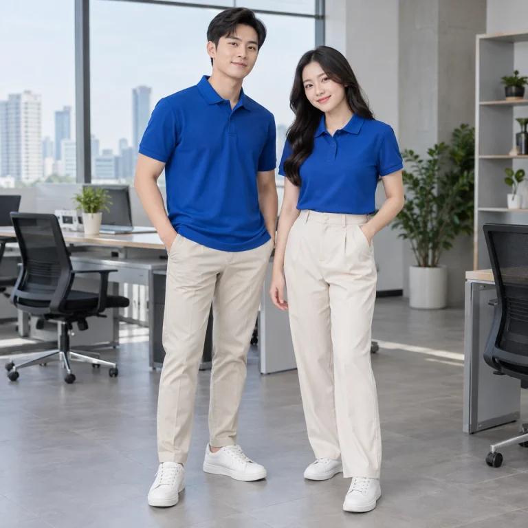 Áo polo đồng phục Cá sấu poly co giãn Polo form regular bo cổ trên người mẫu Việt Nam