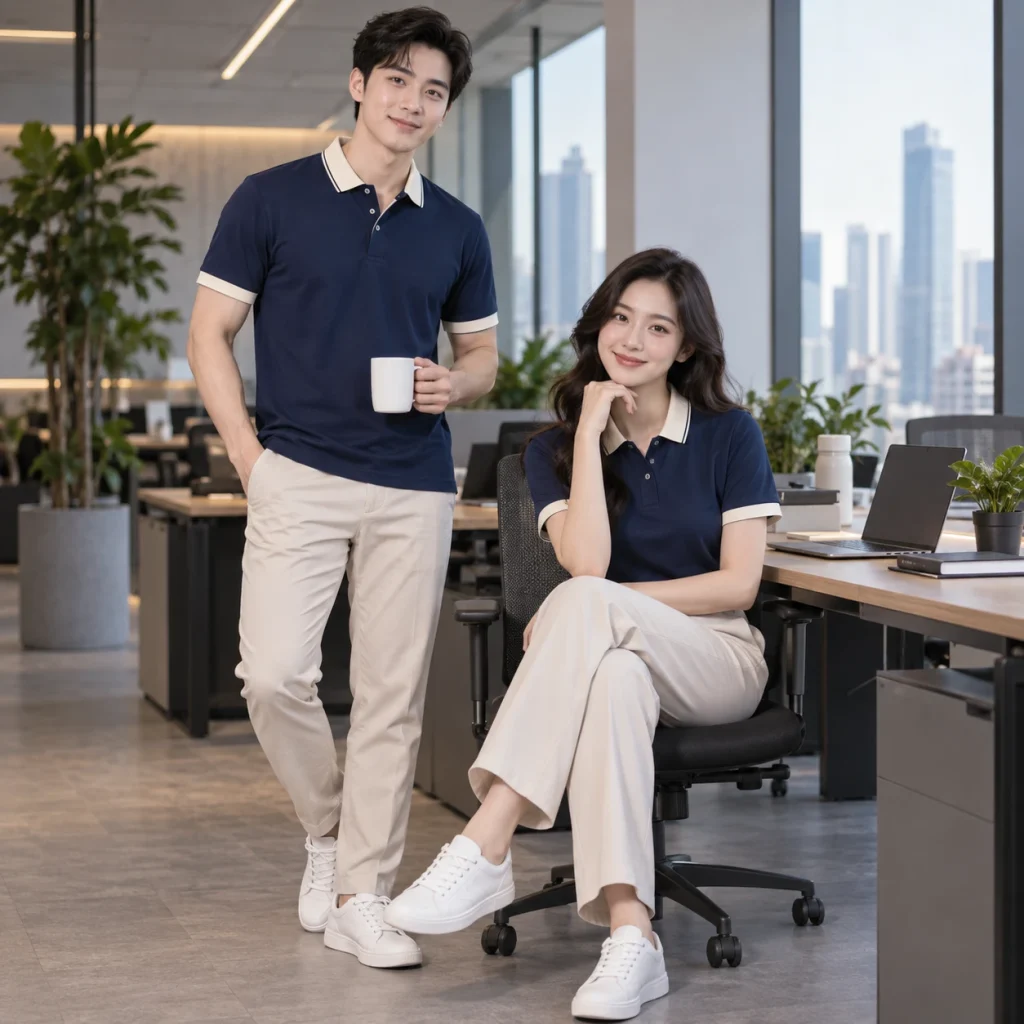 Áo polo đồng phục Bamboo Air mềm mát – form hiện đại ôm vừa trên người mẫu Việt Nam