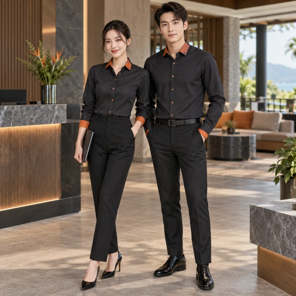 Áo sơ mi đồng phục Twill Eco chống nhăn – form bán ôm may đo công thái học trên người mẫu Việt Nam