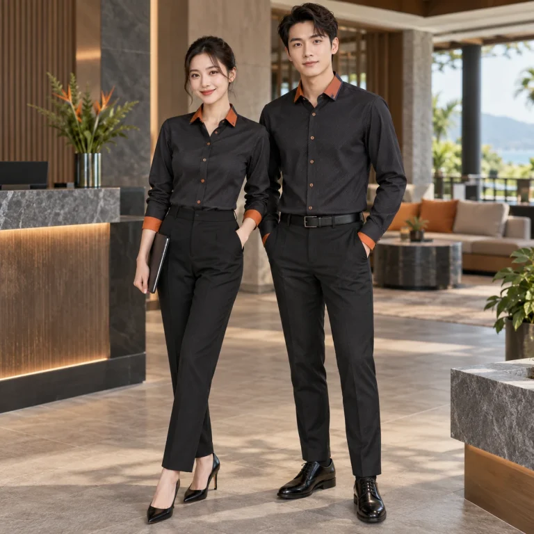 Áo sơ mi đồng phục Twill Eco chống nhăn – form bán ôm may đo công thái học trên người mẫu Việt Nam
