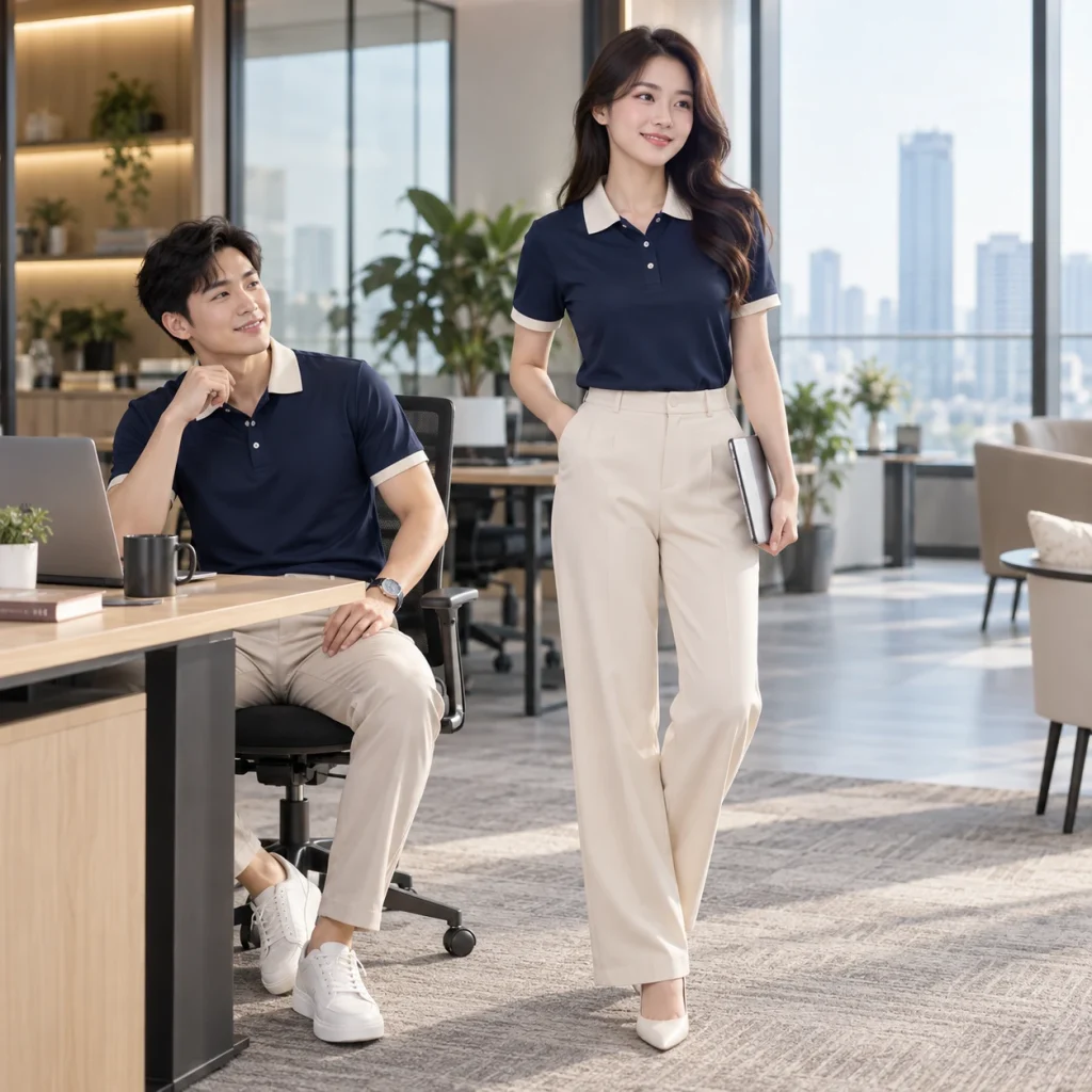 Áo thun cổ sơ mi Bamboo Air mềm mát – form hiện đại ôm vừa trên người mẫu Việt Nam