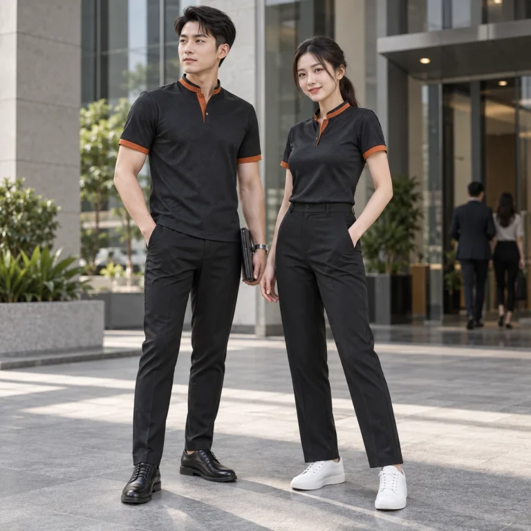 Áo thun cổ tàu Twill Eco chống nhăn – form bán ôm may đo công thái học