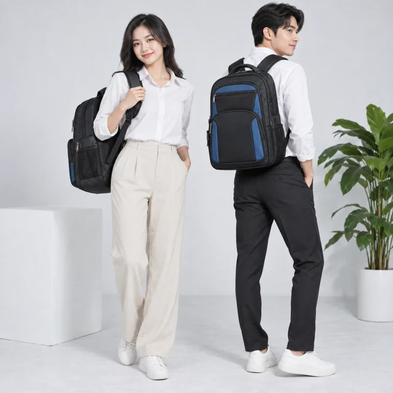 Balo đồng phục Oxford 600D Balo công sở nhiều ngăn trên người mẫu Việt Nam