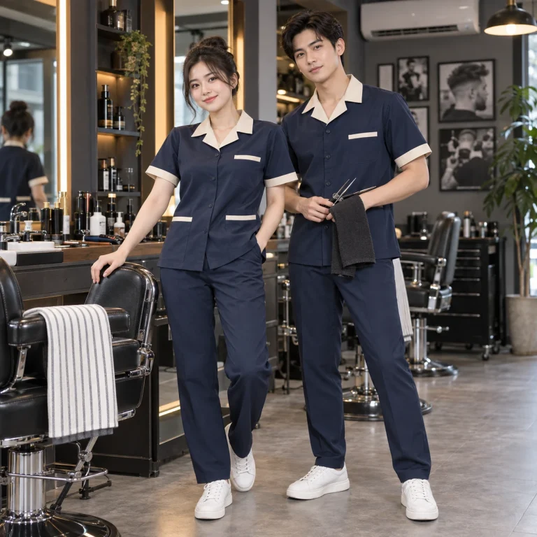 Đồng phục barber shop Bamboo Air mềm mát – form hiện đại ôm vừa trên người mẫu Việt Nam