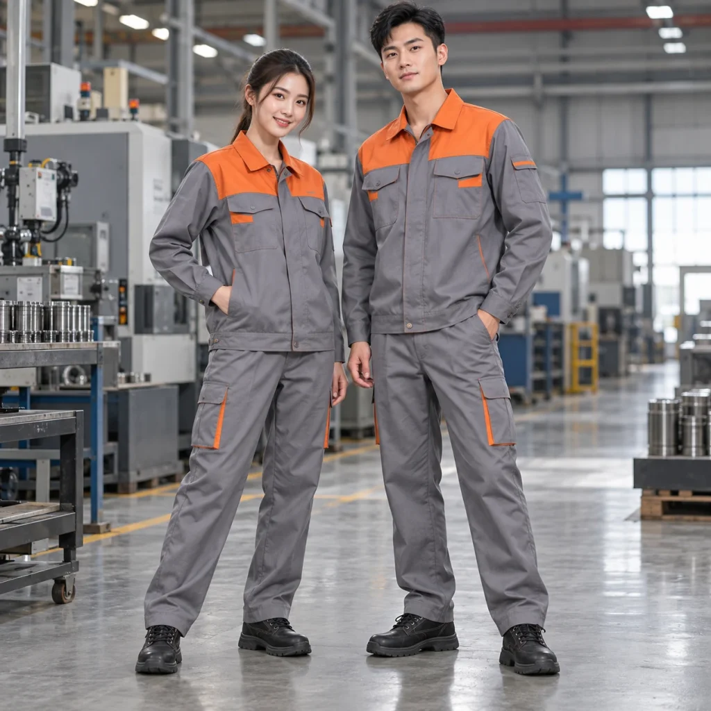 Đồng phục công nhân Kaki Pangrim bền chắc Bộ bảo hộ form rộng vừa trên người mẫu Việt Nam