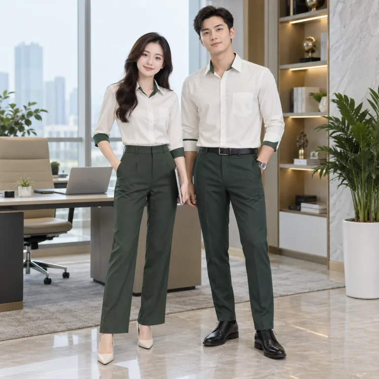Đồng phục công sở Hàn Quốc Cotton Compact đứng phom – form regular cân đối trên người mẫu Việt Nam