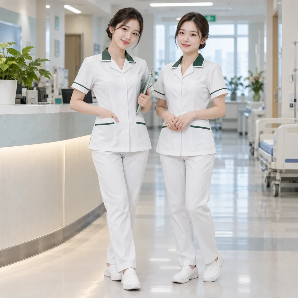 Đồng phục điều dưỡng & y tá Cotton Compact đứng phom – form regular cân đối trên người mẫu Việt Nam