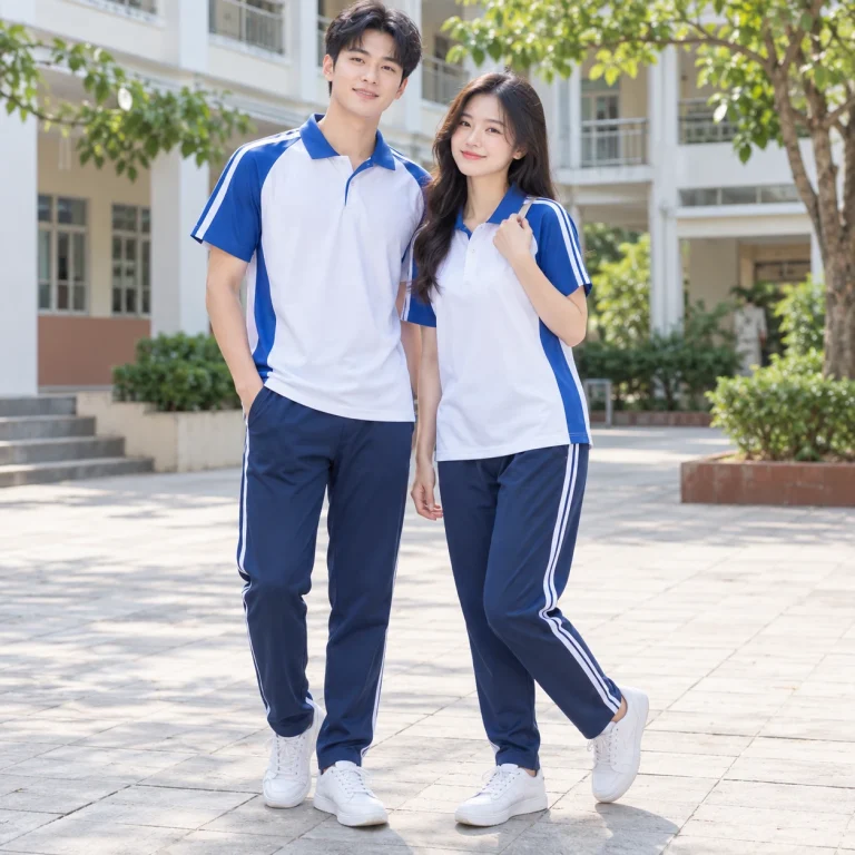 Đồng phục học sinh Cotton compact mềm Form trẻ trung dễ vận động trên người mẫu Việt Nam