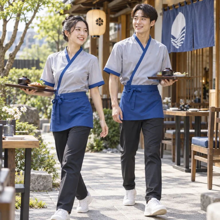 Đồng phục nhà hàng Nhật Coolmax Pro nhanh khô – form năng động cử động rộng trên người mẫu Việt Nam