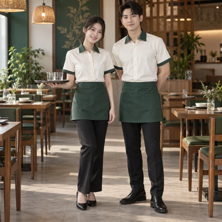 Đồng phục phục vụ Cotton Compact đứng phom – form regular cân đối