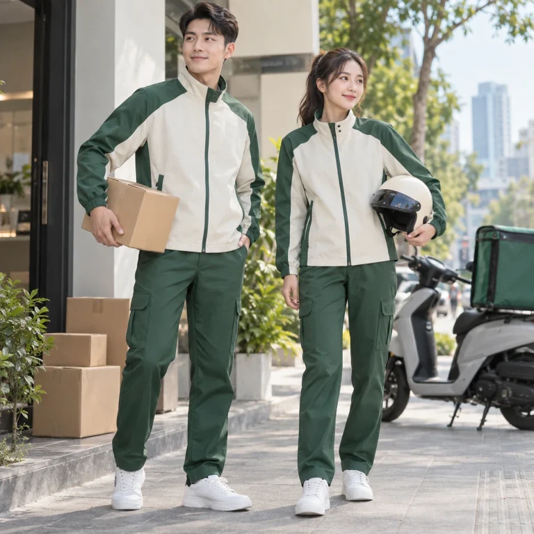 Đồng phục shipper Cotton Compact đứng phom – form regular cân đối trên người mẫu Việt Nam