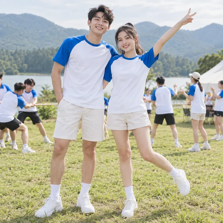 Đồng phục team building Cotton compact Áo thun unisex form regular trên người mẫu Việt Nam