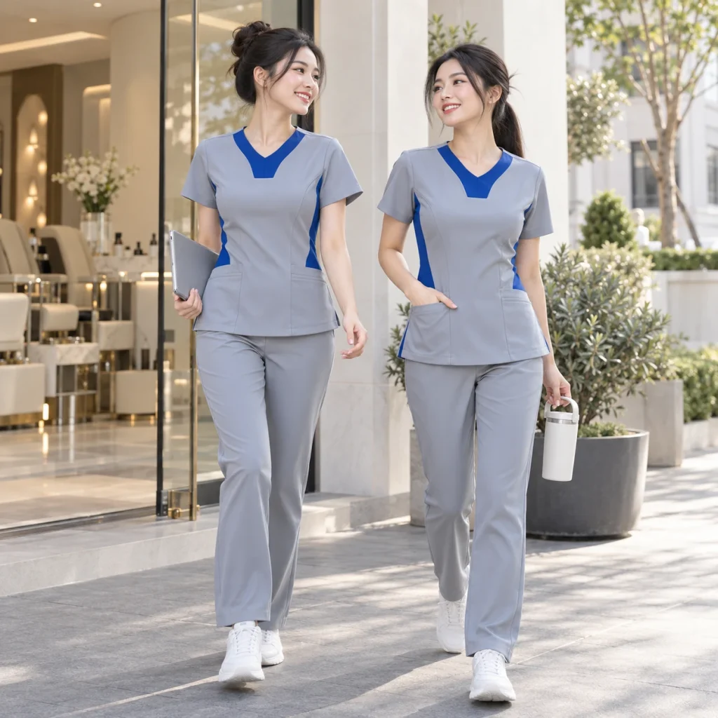 Đồng phục tiệm nail Coolmax Pro nhanh khô – form năng động cử động rộng trên người mẫu Việt Nam