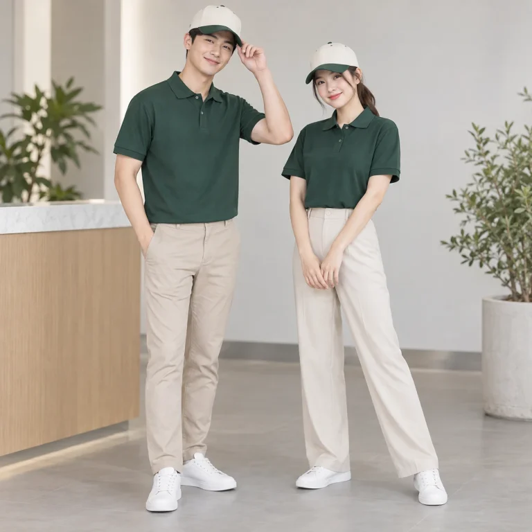 Mũ nón đồng phục Cotton Compact đứng phom – form regular cân đối trên người mẫu Việt Nam