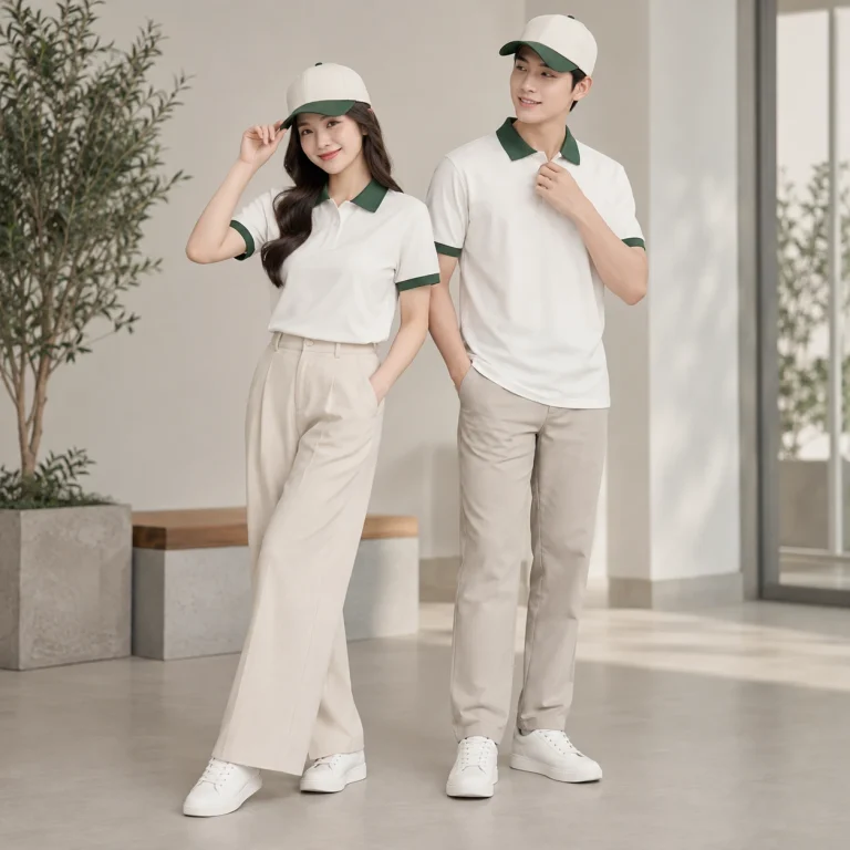 Mũ nón đồng phục may sẵn Cotton Compact đứng phom – form regular cân đối trên người mẫu Việt Nam