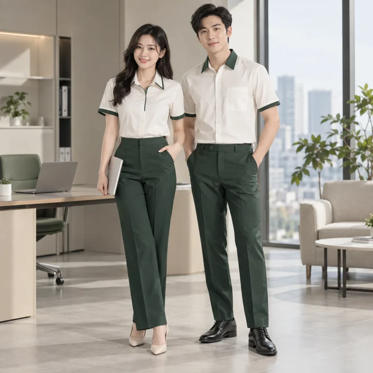 Phụ kiện công sở Cotton Compact đứng phom – form regular cân đối trên người mẫu Việt Nam