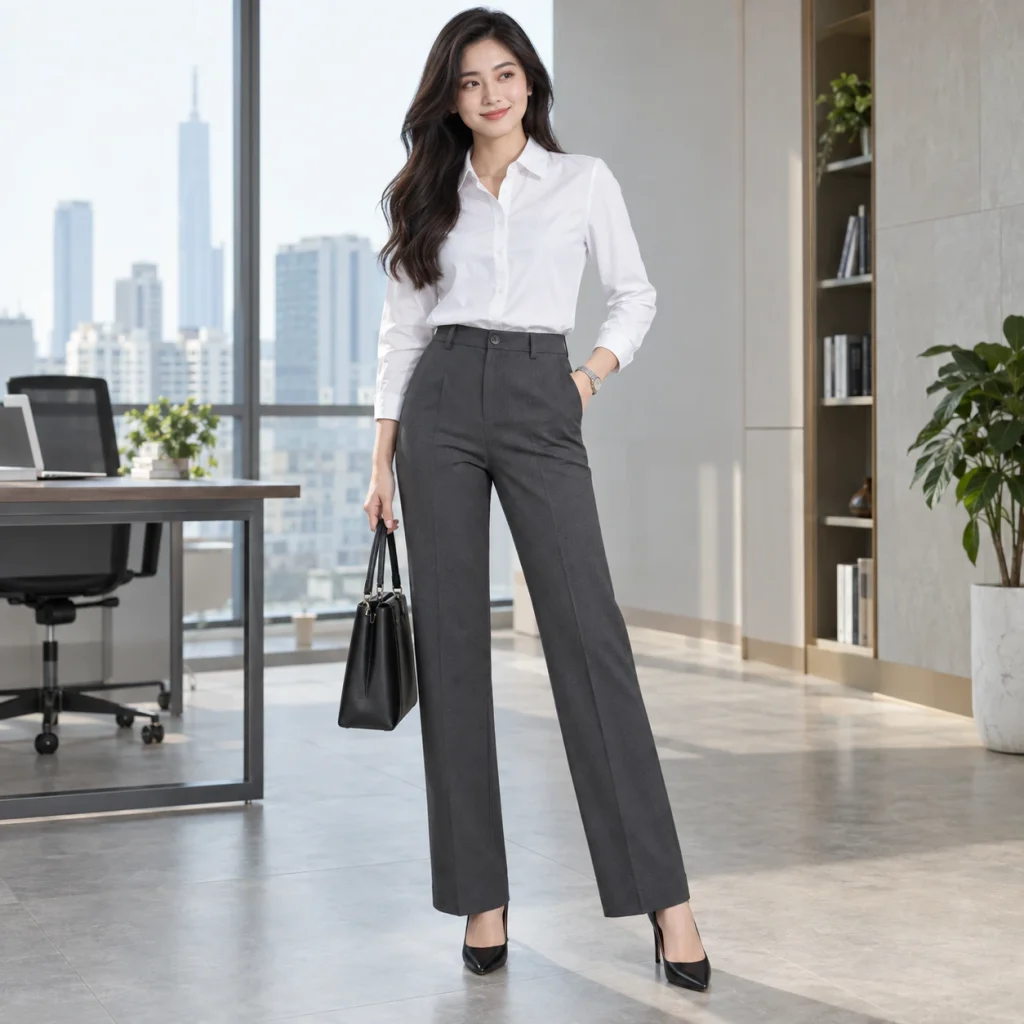 Quần tây đồng phục Tuytsi pha spandex Quần ống đứng thoải mái trên người mẫu Việt Nam