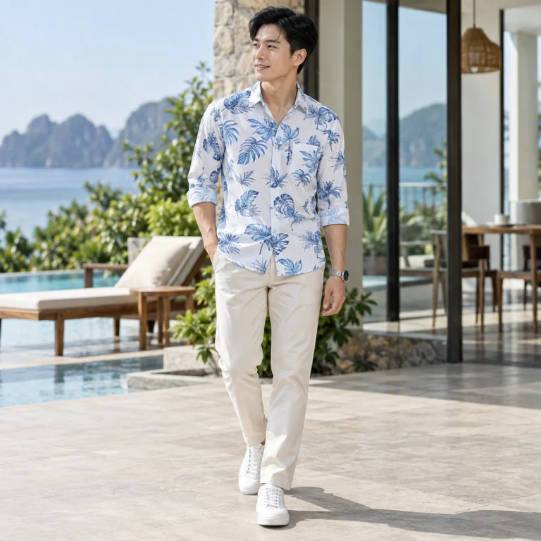 Sơ mi du lịch họa tiết Kate Ý ít nhăn Sơ mi form regular