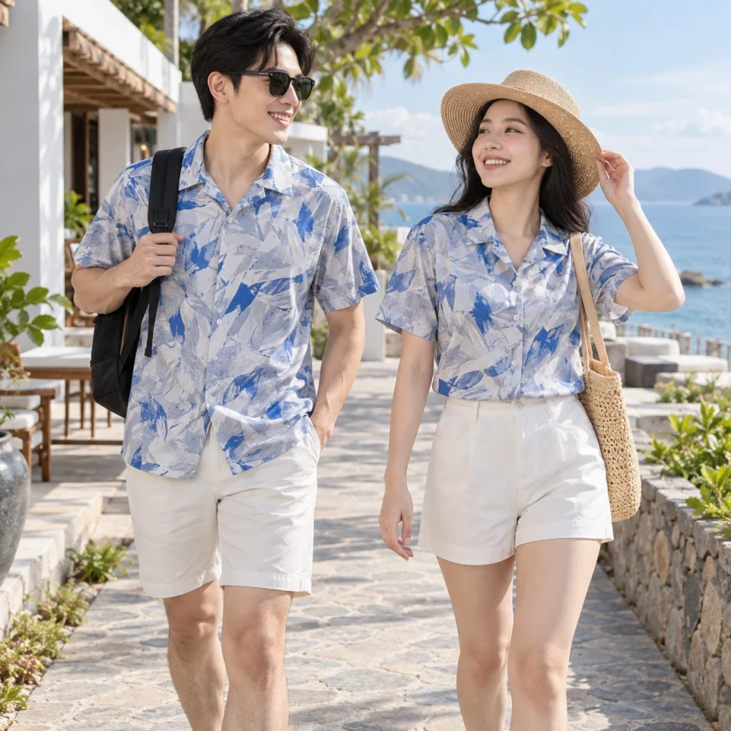 Sơ mi du lịch họa tiết Coolmax Pro nhanh khô – form năng động cử động rộng trên người mẫu Việt Nam