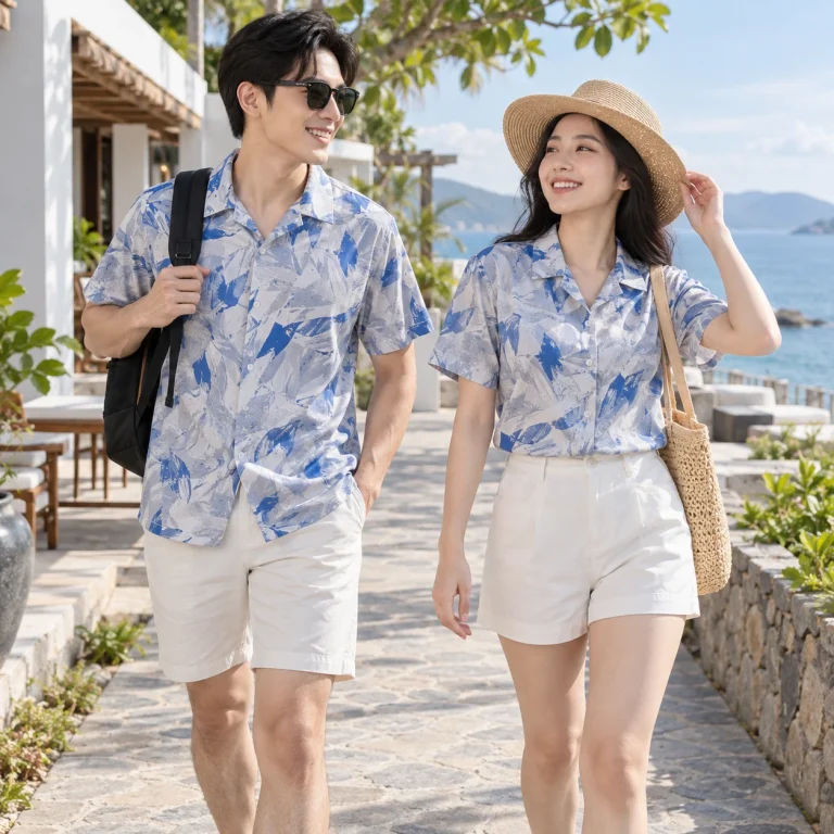 Sơ mi du lịch họa tiết Coolmax Pro nhanh khô – form năng động cử động rộng trên người mẫu Việt Nam